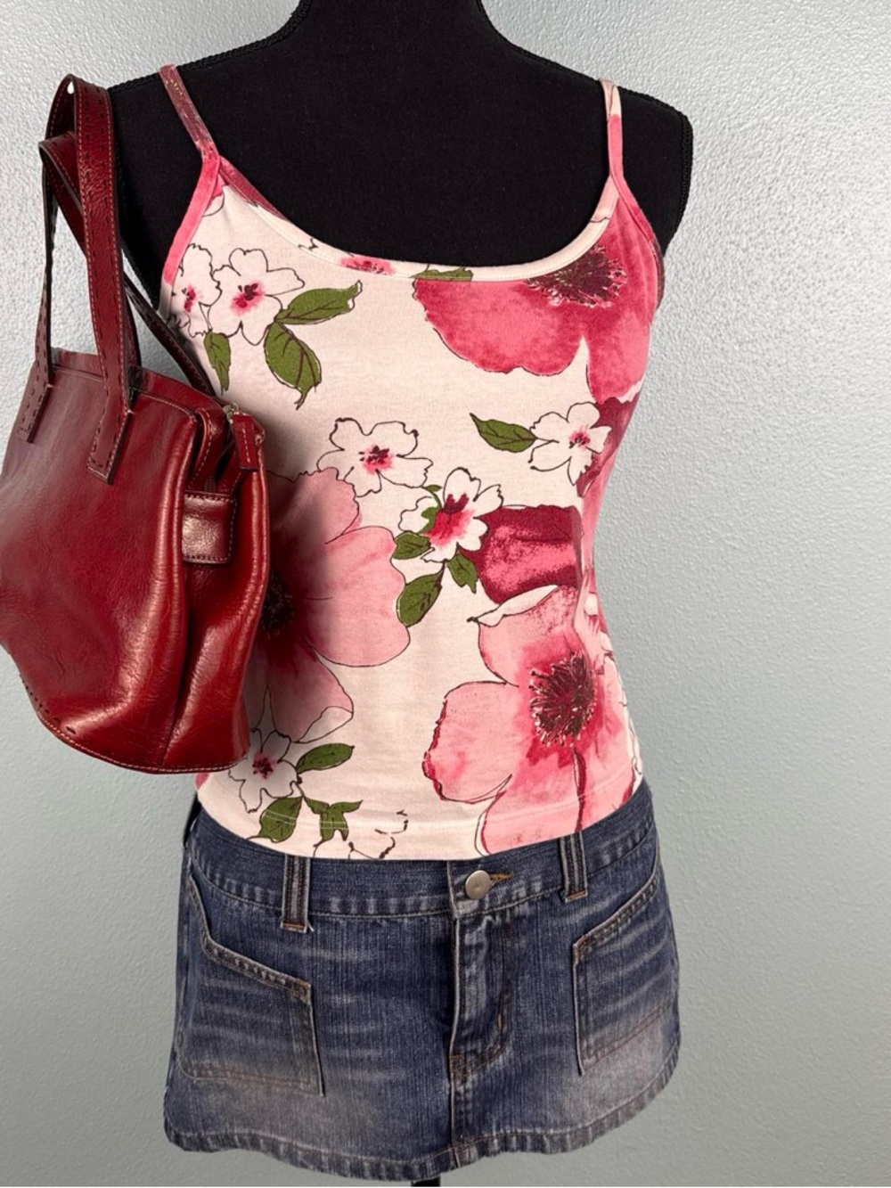 Y2K Vintage Floral Pink Hibiscus Printed Graphic Cami Top